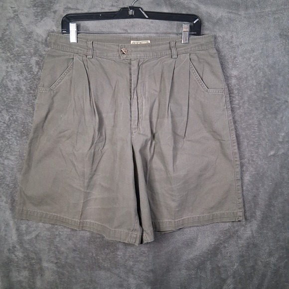 L.L. Bean Pants - VTG Made In USA Women's LL Bean Khaki Shorts Size 16 Canvas High-Rise Inseam 8"